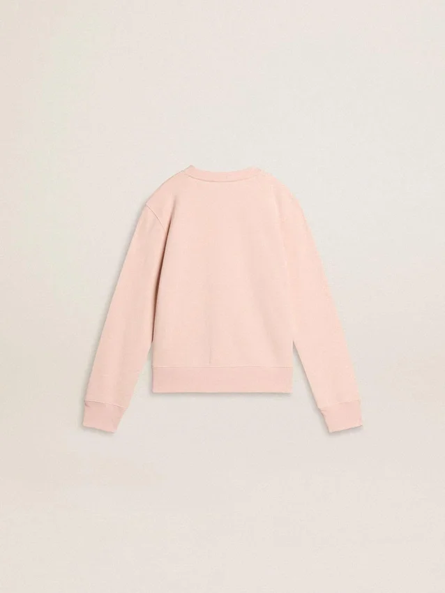 Girls' pink-colored sweatshirt with pink front lettering