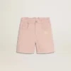 Girls' pink cotton shorts with embroidery