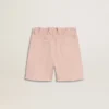 Girls' pink cotton shorts with embroidery