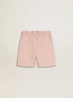 Girls’ pink cotton shorts with embroidery