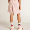 Girls' pink cotton shorts with embroidery