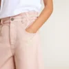 Girls' pink cotton shorts with embroidery