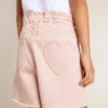 Girls' pink cotton shorts with embroidery