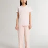 Girls' pink T-shirt with pink print on the front