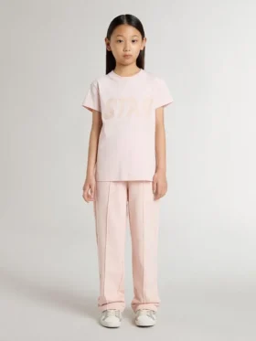 Girls’ pink T-shirt with pink print on the front