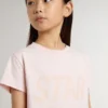 Girls' pink T-shirt with pink print on the front