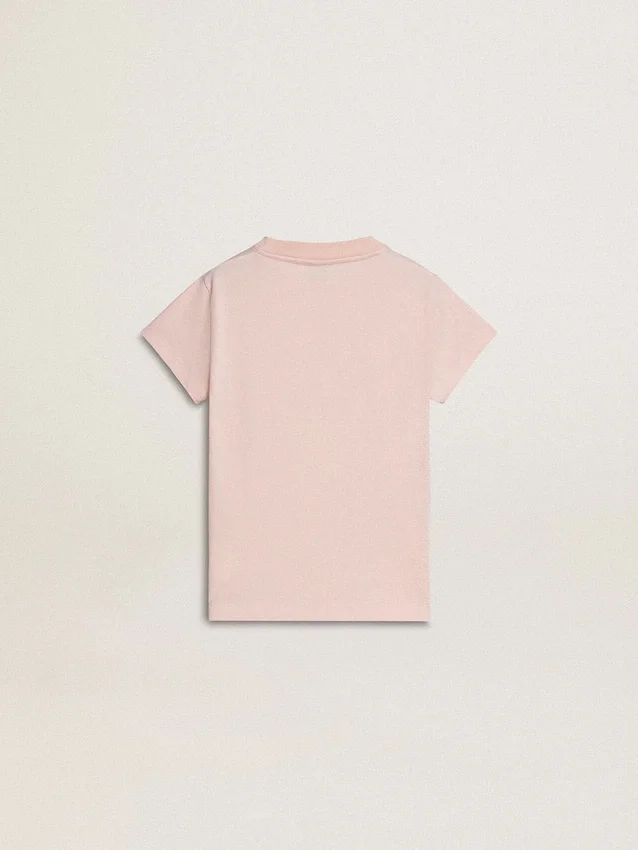 Girls' pink T-shirt with pink print on the front