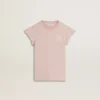 Girls' pink T-shirt with ruffled sleeves and embroidery