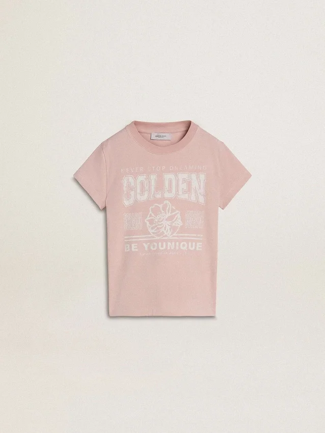Girls' pink T-shirt with white print