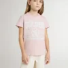 Girls' pink T-shirt with white print