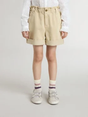 Girls’ sand-colored shorts with embroidered logo