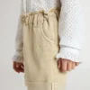 Girls' sand-colored shorts with embroidered logo