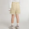 Girls' sand-colored shorts with embroidered logo
