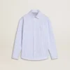 Girls’ striped shirt with embroidered lettering on the pocket