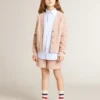 Girls’ striped shirt with embroidered lettering on the pocket
