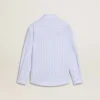 Girls’ striped shirt with embroidered lettering on the pocket