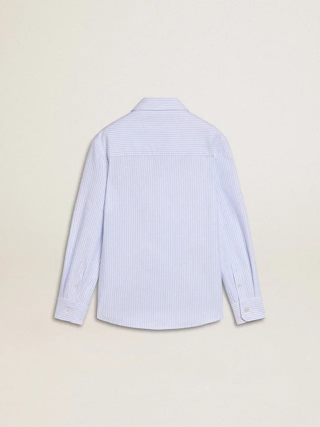 Girls’ striped shirt with embroidered lettering on the pocket