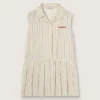 Girls’ striped sleeveless shirt dress in ecru, beige and gray