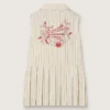 Girls’ striped sleeveless shirt dress in ecru, beige and gray