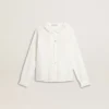 Girls' white broderie anglaise cotton shirt