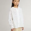 Girls' white broderie anglaise cotton shirt