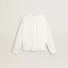 Girls' white broderie anglaise cotton shirt