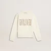 Girls' white sweatshirt with multicolor Golden writing on the front