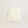 Girls' white wool sweater with pearls