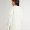 Girls' white wool sweater with pearls