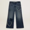 Girls' wide-leg jeans in blue denim