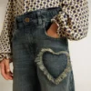Girls' wide-leg jeans in blue denim