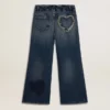 Girls' wide-leg jeans in blue denim