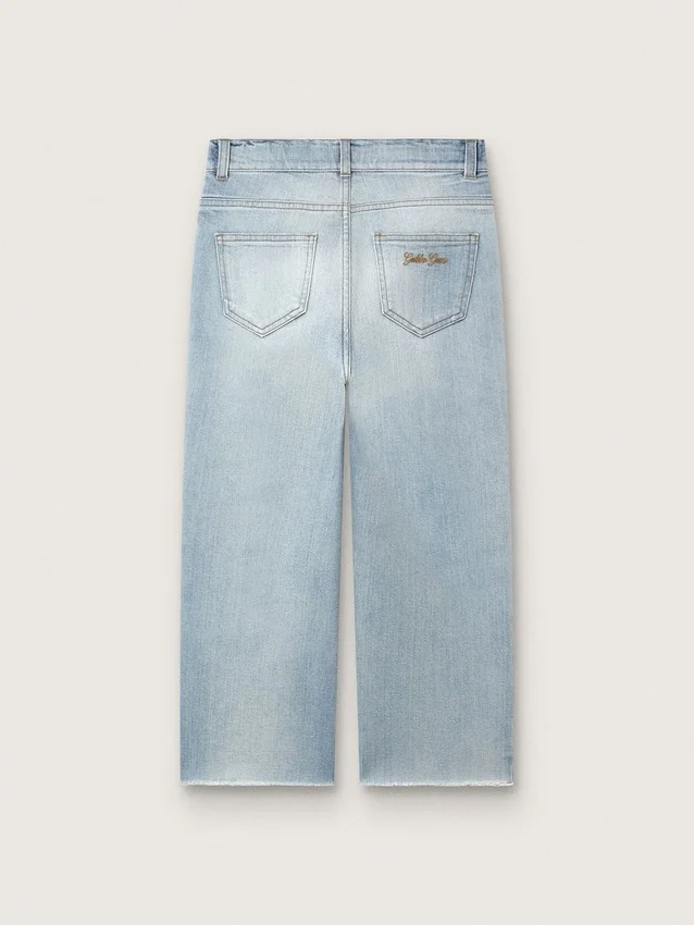 Golden boys’ jeans in light blue denim with an embroidered logo