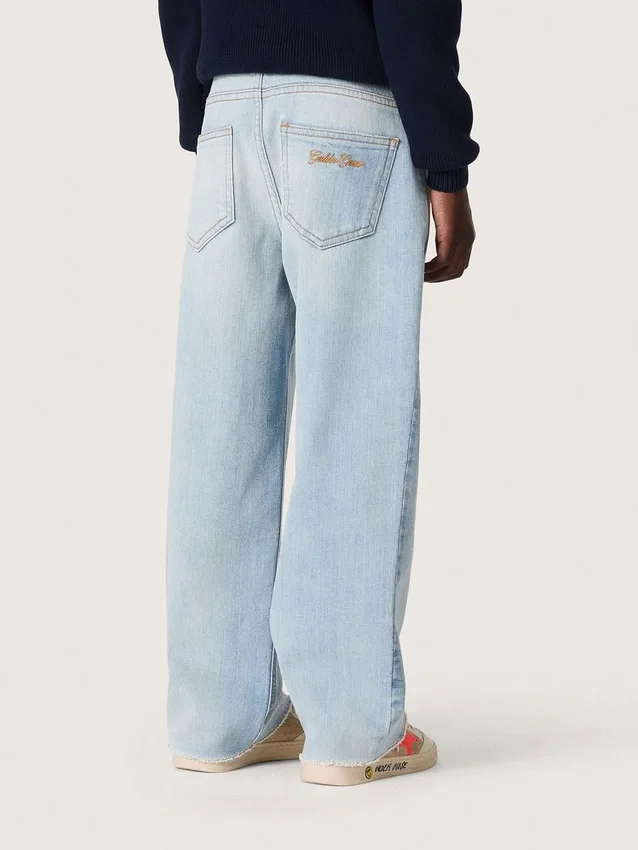Golden boys’ jeans in light blue denim with an embroidered logo