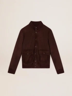 Golden Collection flight jacket in dark brown suede