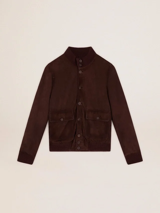 Golden Collection flight jacket in dark brown suede