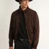 Golden Collection flight jacket in dark brown suede