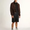 Golden Collection flight jacket in dark brown suede