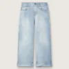 Golden girls’ bootcut jeans in light blue denim with an embroidered logo