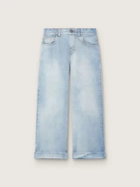 Golden girls’ bootcut jeans in light blue denim with an embroidered logo