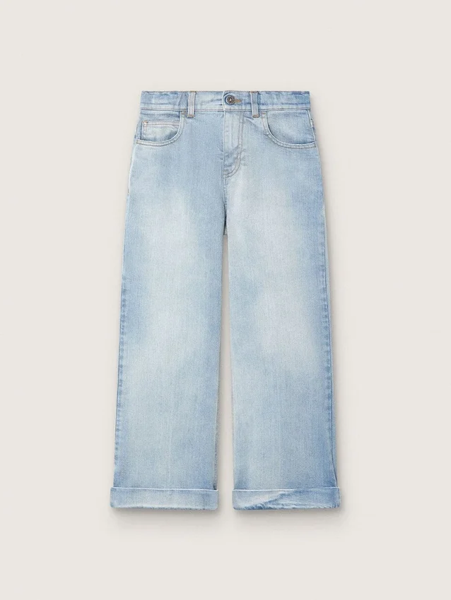 Golden girls’ bootcut jeans in light blue denim with an embroidered logo