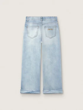 Golden girls’ bootcut jeans in light blue denim with an embroidered logo