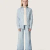 Golden girls’ bootcut jeans in light blue denim with an embroidered logo