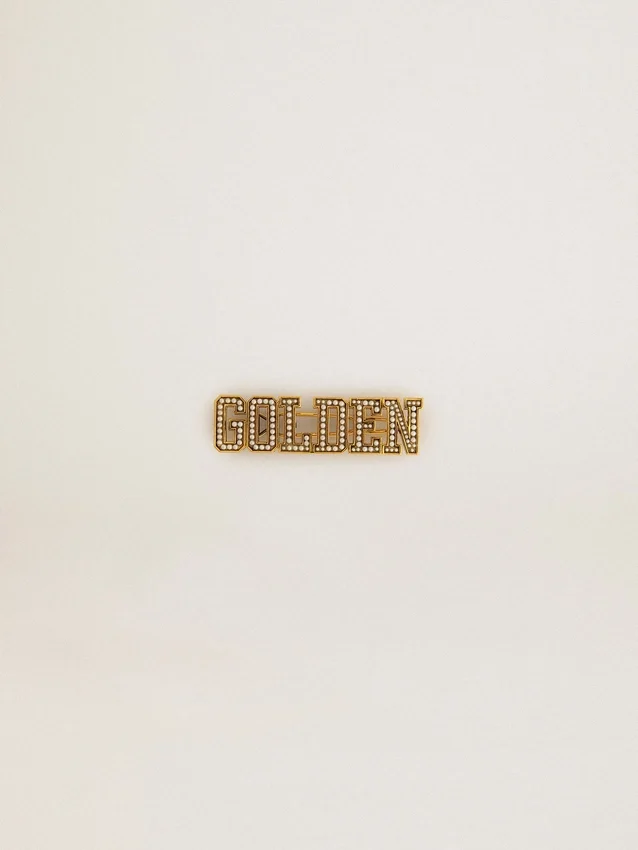 Golden lace tag in antique gold color with pearls