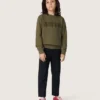 Golden unisex sweatshirt in military-green cotton with reversed logo