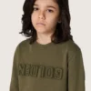 Golden unisex sweatshirt in military-green cotton with reversed logo