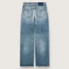 Golden women's boyfriend jeans in stone-washed light blue denim