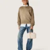 Golden women's boyfriend jeans in stone-washed light blue denim