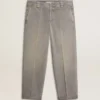 Gray-colored cotton chino pants