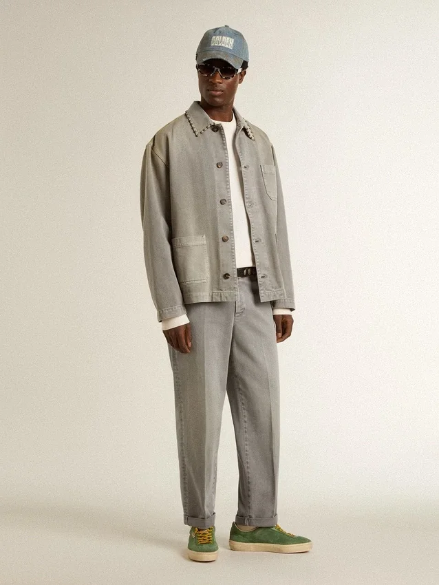 Gray-colored cotton chino pants